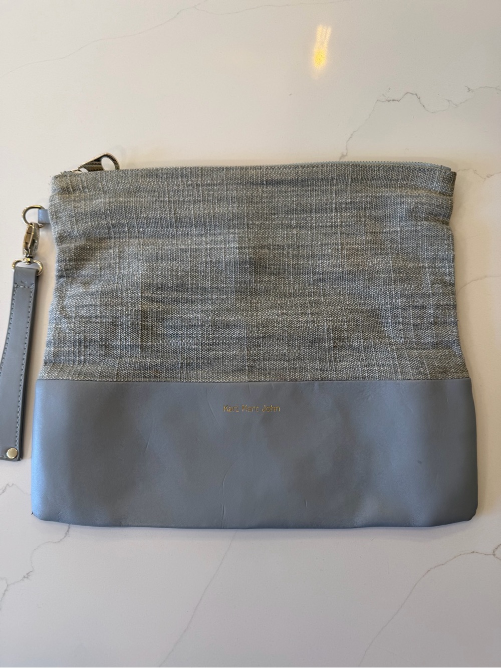 Karl Marc John Two-Tone Gray/Blue Wristlet Clutch